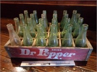 Dr. Pepper Drink Crate & Old Bottles