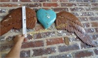 Metal Heart with Wings Decor