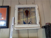 Antique Framed Stained Glass Window