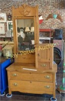 Antique Oak Dressing Cabinet w/Mirror
