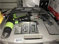 KAWASAKI $155 RETAIL CORDLESS DRILL W CASE-JUST