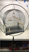 Vintage Hendryx metal bird cage with cast iron