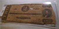 1862 $2 Confederate States of America Note