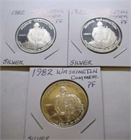 (3) 1982 Silver Washington Comm. Half Dollars