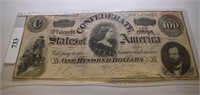 1864 $100 Confederate States of America Note