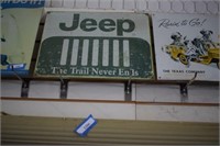 Jeep, "The Trail Never Ends," Metal Sign