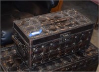 Metal & Faux Leather Storage Decorator Box -