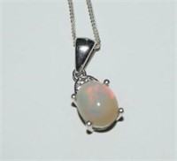 Sterling Silver Necklace w/ Opal Pendant