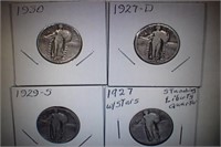 (4) Standing Liberty Quarters - 1927d, 27, 29s, 30