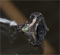 Sterling Silver Filigree Ring w/ Mystic Quartz