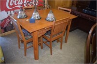 Set of Four Vtg Oak Dining Chairs