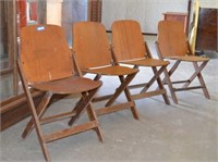 Vtg "U.S American Seating Co." Wood/Metal Folding