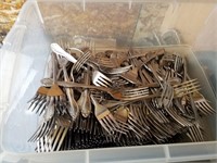 Bulk Forks & Steak Knives Lot of 4 Containers
