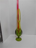 19" Green Glass Vase