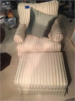 Striped Side Chair and Ottoman