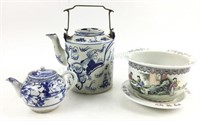 Chinese Pottery Teapot, Pitcher, & Planter