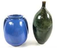 (2) Vases W/ Fort Ticonderoga & Crystalline Glaze