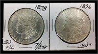 1878 & 1896 Morgan Silver Dollar Coins