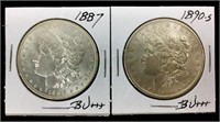 1887 & 1890-s Morgan Silver Dollar Coins
