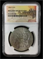 1884-o Morgan Silver Dollar Ngc Graded
