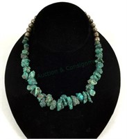 Raw Turquoise & Sterling Silver Necklace