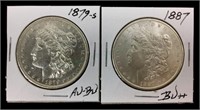 1879-s & 1887 Morgan Silver Dollar Coins