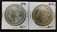 1890 & 1899-o Morgan Silver Dollar Coins