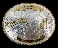 Rockin J 1997 Champion Sterling Silver Belt Buckle