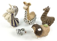 (5) Artesania Rinconada Pottery Animals Figurines