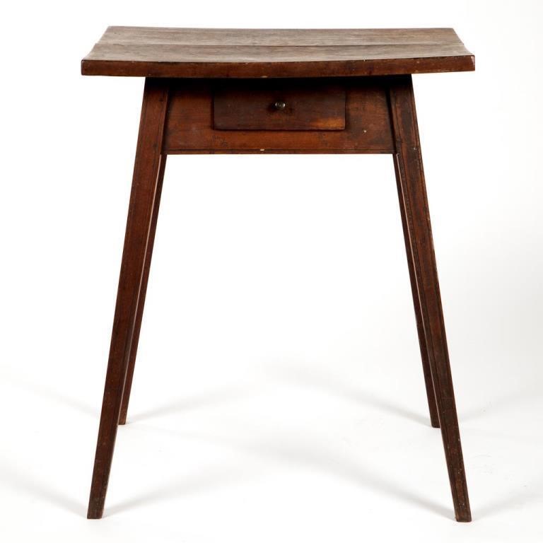 Rockingham Co., Shenandoah Valley of Virginia, walnut splay-leg stand table (c. 1810), yellow pine secondary wood, 29" H, 23 ½" x 16 ¾" top, from the Warfield collection