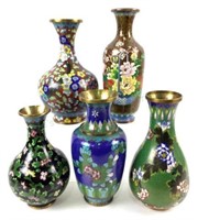 (5) Chinese Cloisonne Vases