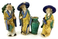 (3) Vintage Chinese Mudman Figures