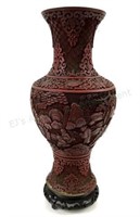 Vintage Chinese Carved Cinnabar Vase