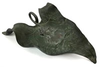 Art Nouveau Bronze Leaf Tray W/ Nude Bust