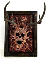 Horror Sculpture Horned Skull W/ Gore