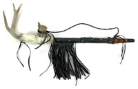 Native American Leather Wrapped Antler Pipe