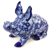 Flow Blue Victoria Ware Ironstone Porcelain Pig
