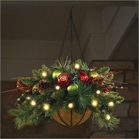 Cordless Prelit Ornament Hanging Basket. Model
