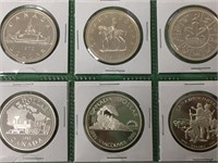 1972, 73, 78, 81, 86, 90 Canadian silver dollars