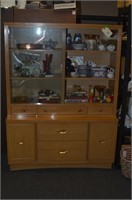 MID CENTURY CHINA HUTCH WITH GLASS DOORS