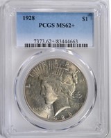 1928 PEACE DOLLAR PCGS MS62+