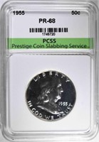 1955 FRANKLIN HALF DOLLAR, PCSS SUPERB GEM+ PROOF