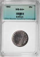 1892 BARBER QUARTER, EMGC CH BU+