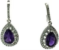 Genuine Amethyst Pear Cut Earrings