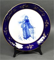 Hanging Charger or Plaque Blue with Girl Snow