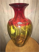 Vintage large Blenko amberina art glass vase