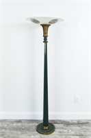ART DECO GLASS & BRONZE FLOOR LAMP