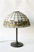 LEADED STAINED GLASS LAMP MANNER OF HANDEL