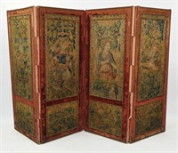 ANTIQUE 4-FOLD TAPESTRY SCREEN