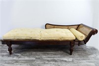 CARVED WOOD AND CANE SETTEE